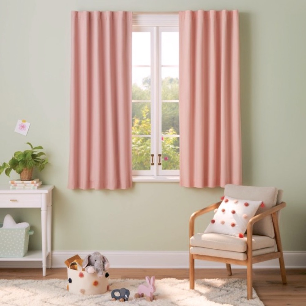 Two Pink Twill Blackout Curtains 63"